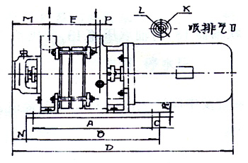 2SK-0.4、2SK-0.8兩級(jí)不環(huán)真空泵外形及安裝尺寸